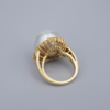 18k Gold Mikimoto 16mm Baroque South Sea Pearl Diamond Halo Ring Sz 5.75, view 7