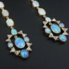 Antique Victorian 14k Gold Diamond Opal Earrings 10 ctw Dusters 4", view 3