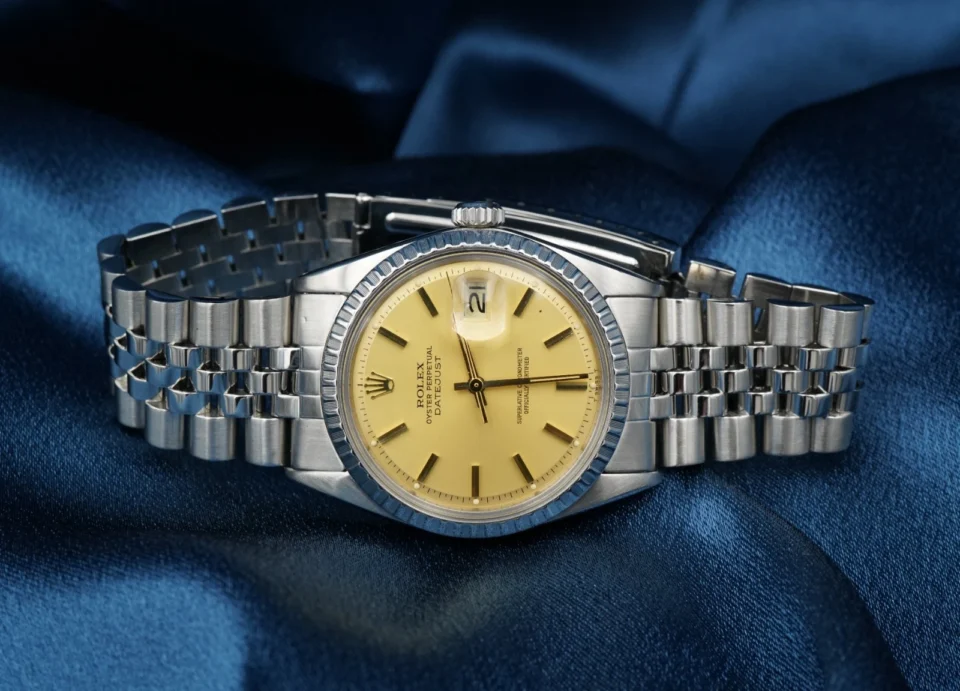1975 Rolex Datejust Ref 1603 Gold Stick Dial 7.75" SS Warranty 36mm, view 2