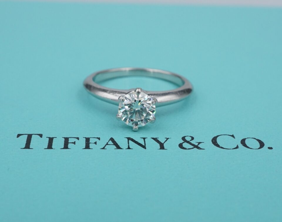 Tiffany & Co Diamond Engagement Ring Platinum 1ct VS1 I Size 7.5 Box, view 2