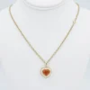Sonja Picard 18k Gold Enamel Fire Opal Diamond Heart Necklace 24", view 5