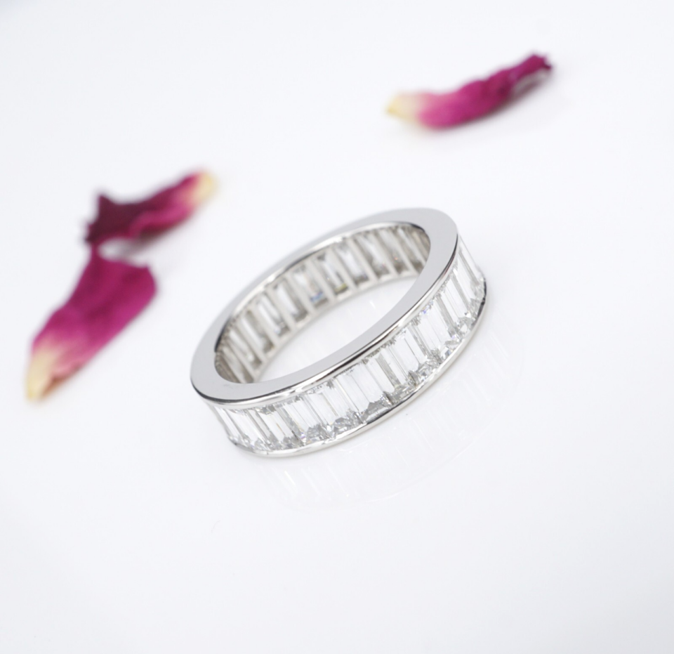 Platinum 5 ct Baguette Cut Diamond Eternity Band Ring Size 6 Anniversary RG4567