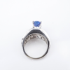14k Natural Blue Sapphire Diamond Cocktail Ring White Gold Size 5 Vintage, view 6