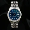 2000 Rolex Datejust Ref 16220 Blue Diamond Dial Bezel 18k SS Warranty 36mm, view 2