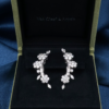 Van Cleef Arpels Folie de Pres Flower Diamond Earrings 18k 2" w/ Box, view 3