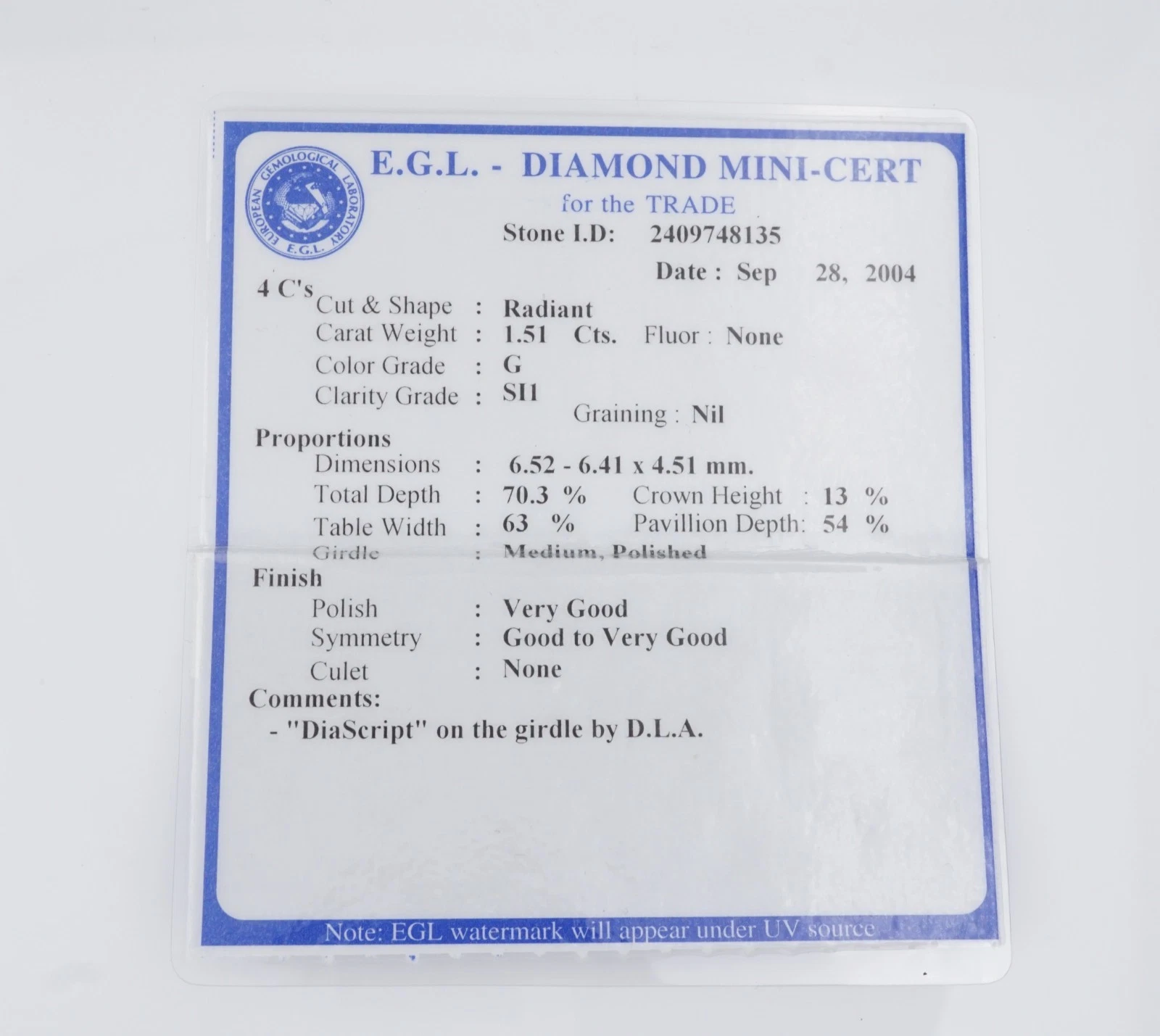 Tacori 1.5ct Radiant Diamond Halo Engagement Ring EGL G SI1 Platinum Sz 5, view 8