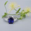 Ceylon Sapphire Diamond Ring 3ct GIA Platinum Engagement Cocktail Sz 6.75, view 1