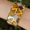Roberto Coin Giraffe Bracelet Diamond Tigers Eye Inlay 18k Gold 6.5" 93g, view 3