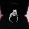 Vintage 18k Panthere De Cartier Diamond Emerald Onyx Walking Panther Ring, view 5