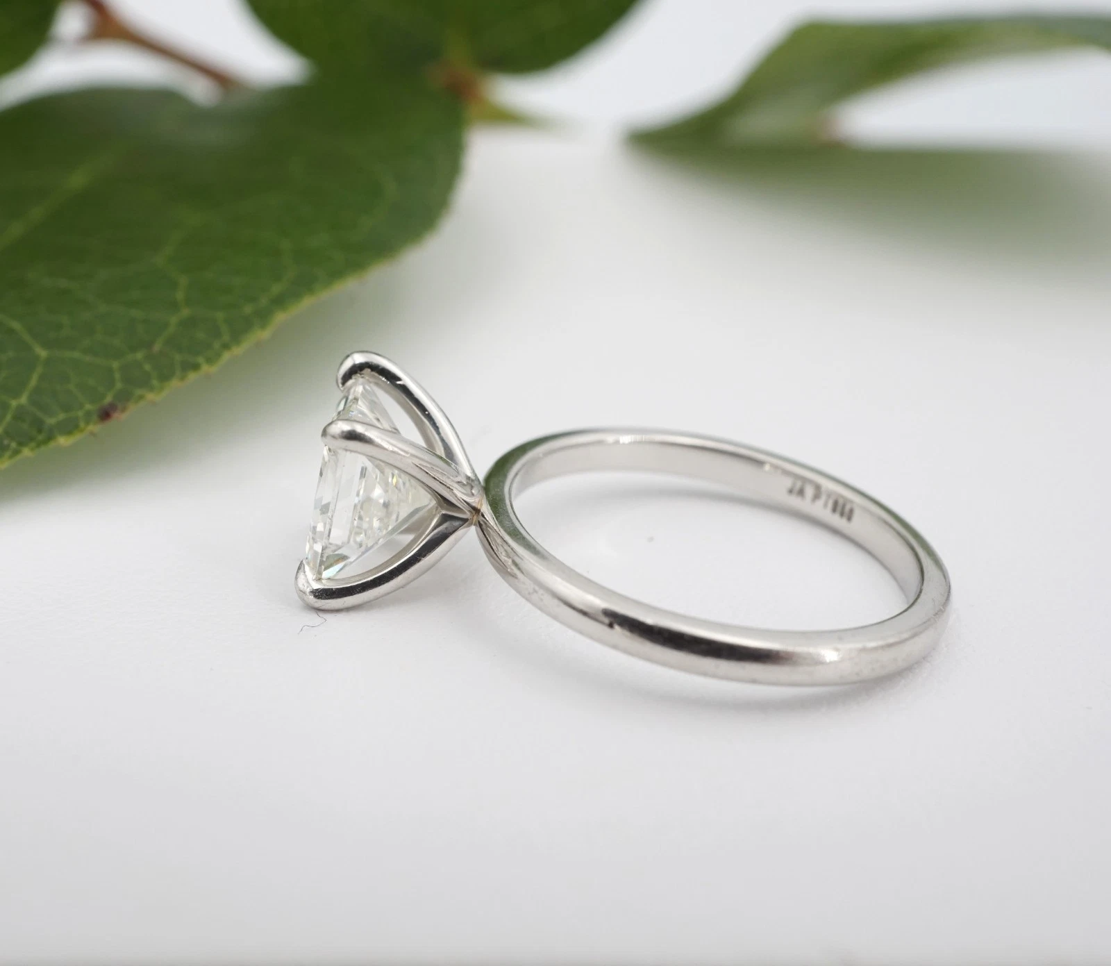 2ct Natural Diamond Engagement Ring Princess Cut Platinum Size 7 AGS H VS, view 6