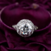 Antique Engagement Ring 18k Platinum Natural Diamond Filigree Size 5, view 1