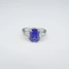 Tanzanite Diamond Cocktail Ring 14k White Gold 3-Stone 3ct Band Size 6, view 6