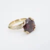 Kat Florence 18k Gold Red Zircon Diamond Cocktail Ring 10 carats Size 8.5, view 4