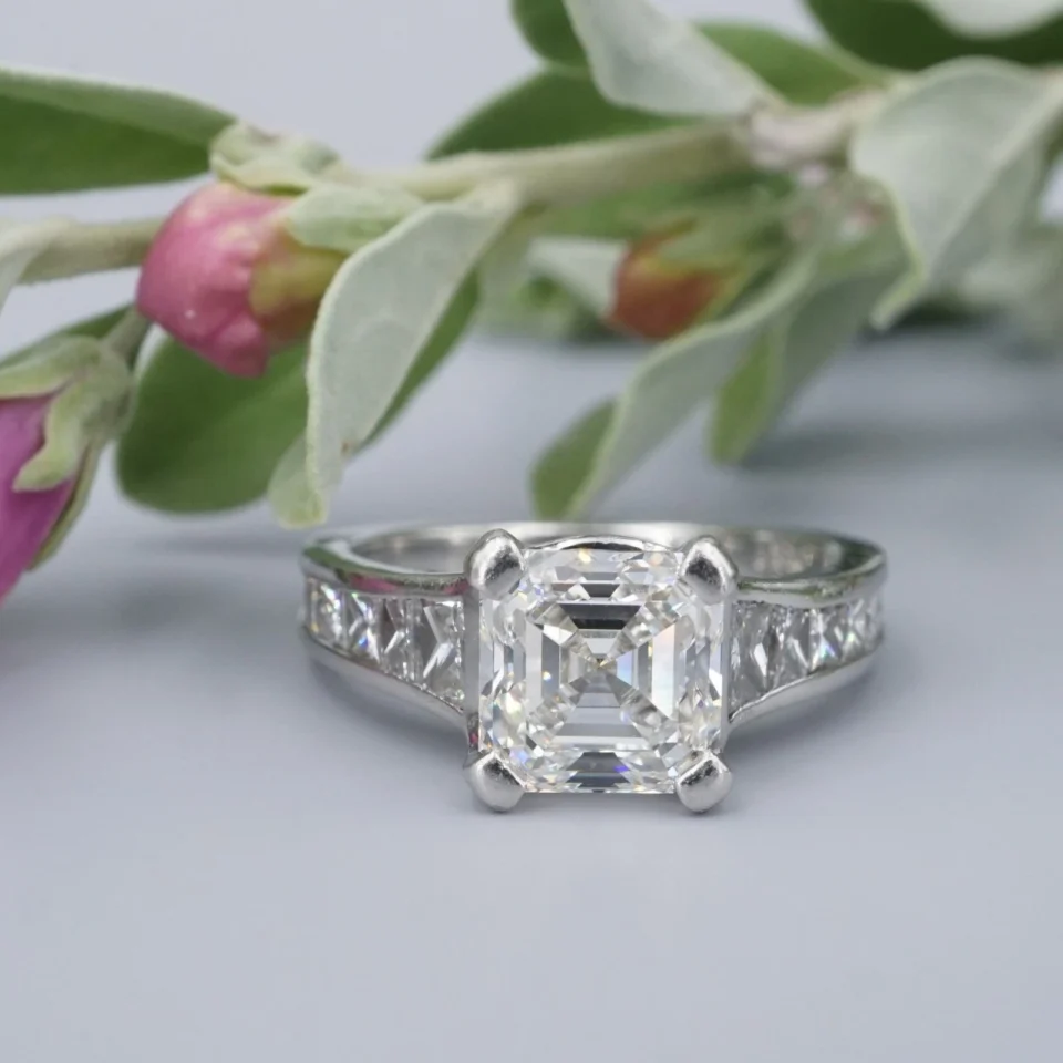 Platinum Asscher Diamond Engagement Ring 2.07 ct H IF GIA Flawless RG5219