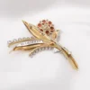 Vintage Platinum 18k Gold 9.5cttw Garnet Diamond OEC Floral Pin Brooch 3", view 5