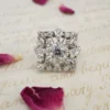 Antique 18K Old Mine Diamond Halo Ring White Gold 2.3 ctw Sz 6.5 Square, view 3