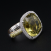 18k Palmiero 20ct Green Beryl Yellow Diamond Halo Cocktail Ring Size 7.5, view 1