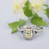 GIA Natural Fancy Intense Yellow Diamond Platinum Halo Ring 1ctw Size 7.5, view 1