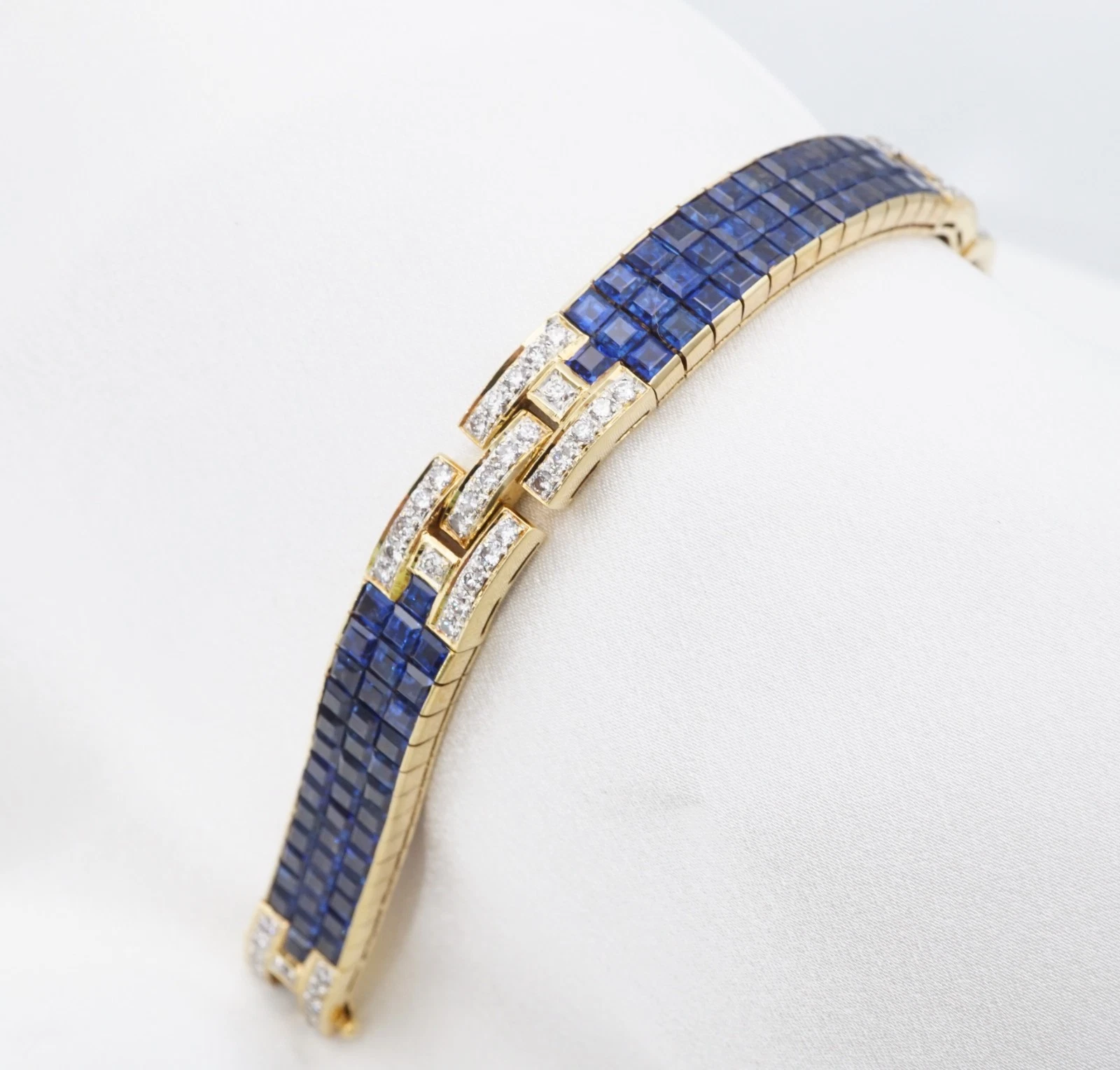 Craig Drake 18k 25cttw Natural Sapphire & Diamond Bracelet Yellow Gold 7", view 4