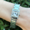 Cartier Tank 18k White Gold Diamond Watch 6" 20mm Quartz 2403, view 7