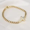 David Yurman 18k Diamond Cross Station Bracelet Yellow Gold 9" 5mm, view 1