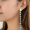 Antique Victorian 14k Gold Diamond Opal Earrings 10 ctw Dusters 4" shown worn