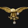 Impressive Antique French Eagle 18k Gold 1ct Mine Cut Diamond 3D Brooch 3", view 4
