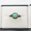 1870s French Renaissance Revival Black Enamel Diamond Turquoise Ring Sz 6, view 7