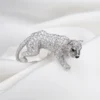 Vintage 18k Panthere De Cartier Diamond Emerald Onyx Walking Panther Ring, view 6