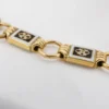 Antique 18K Gold Black White Enamel Floral Link Necklace 16.5" Victorian, view 10