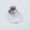 14k Amethyst Diamond Halo Ring Cocktail White Gold Size 6.5 Statement, view 6