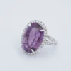 14k Amethyst Diamond Halo Ring Cocktail White Gold Size 6.5 Statement, view 5