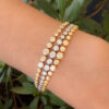 14k Diamond Tennis Bracelet 3 ctw Tri-Gold Natural 6" Bezel 3-Row shown worn
