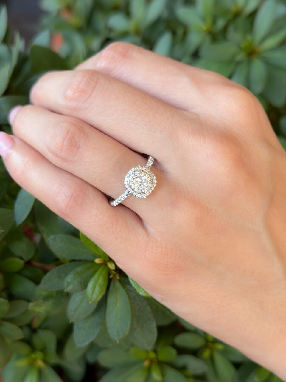 Tiffany & Co. Soleste Diamond Halo Ring Platinum Size 7.5 1 ctw Cushion, view 3