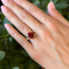 Kat Florence 18k Gold Red Zircon Diamond Cocktail Ring 10 carats Size 8.5 shown worn