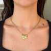 Designer Lauren K 18k Yellow Gold Heart Cluster Gem Pendant Necklace 18" shown worn