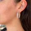 Diamond Inside Out Hoop Earrings 14k White Gold 6 carat Natural 1.3" shown worn