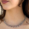 Vintage 14k White Gold Diamond Ruby Necklace 16" Collar Floral 3ctw shown worn