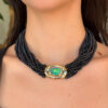 Rare 18k 1980 Paloma Picasso 7ct Black Opal Torsade Necklace Tiffany Co shown worn