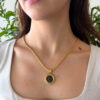 18k Bronze Roman Coin Pendant Necklace Yellow Gold 18" Constantine I FOPE shown worn