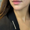 Vintage 18k Diamond Pearl Bar Pin Brooch Yellow Gold 1/2 carat 2" shown worn