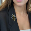 Tanzanite Tree of Life Pin Brooch 14k Yellow Gold 2" Signed HOT shown worn