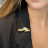 Vintage OJ Perrin 18k Yellow Gold Diamond Enamel Cloud Brooch France 1.5" shown worn