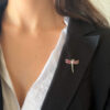 Tiffany & Co Enchant Dragonfly Platinum Ruby Diamond Pendant Brooch shown worn