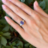 Tanzanite Diamond Cocktail Ring 14k White Gold 3-Stone 3ct Band Size 6 shown worn