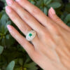 18k Pave Diamond Emerald Dome Ring White Gold 4ctw Sz 7 French Statement shown worn
