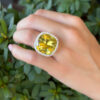18k Palmiero 20ct Green Beryl Yellow Diamond Halo Cocktail Ring Size 7.5 shown worn