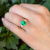 18k Gold Natural Colombian Emerald Diamond Ring 3-Stone 2.5 ctw Sz 8 GIA, view 3