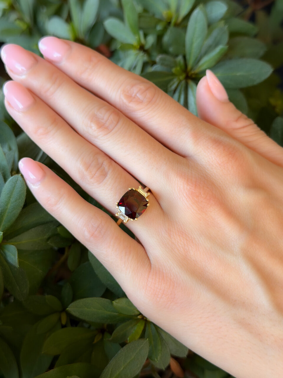 Rare Burma Red Spinel Diamond Ring 4.5ct GIA Cocktail Sz 6.25 18k Gold shown worn