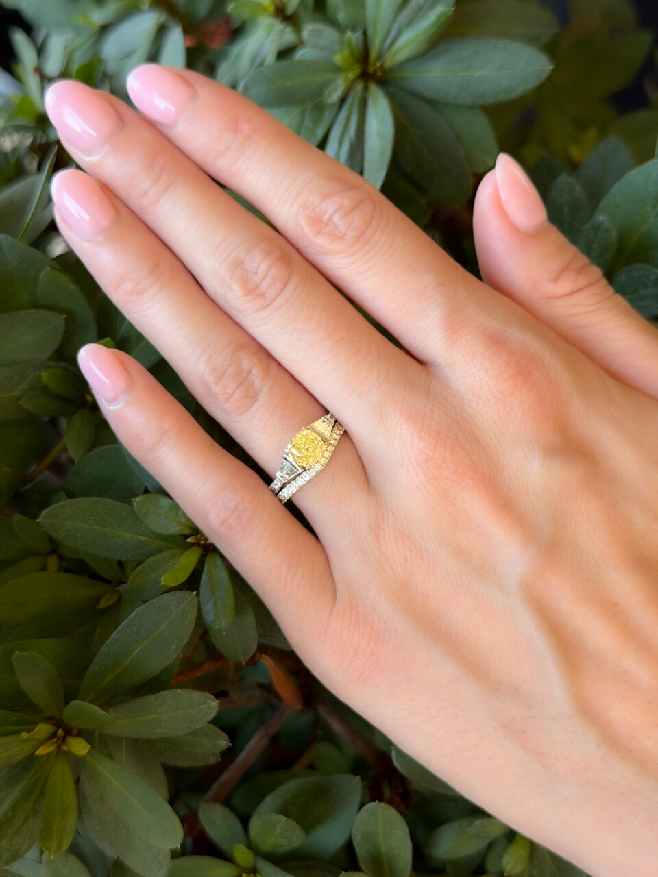 GIA 14k Natural Yellow Diamond 1.41ct Engagement Ring Bridal Set Sz 6 shown worn